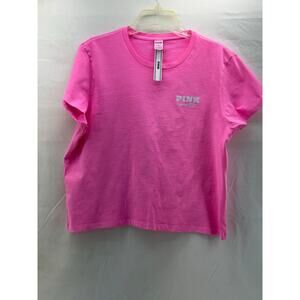 New PINK Women's hot pink sport club cropped T shirt  XL